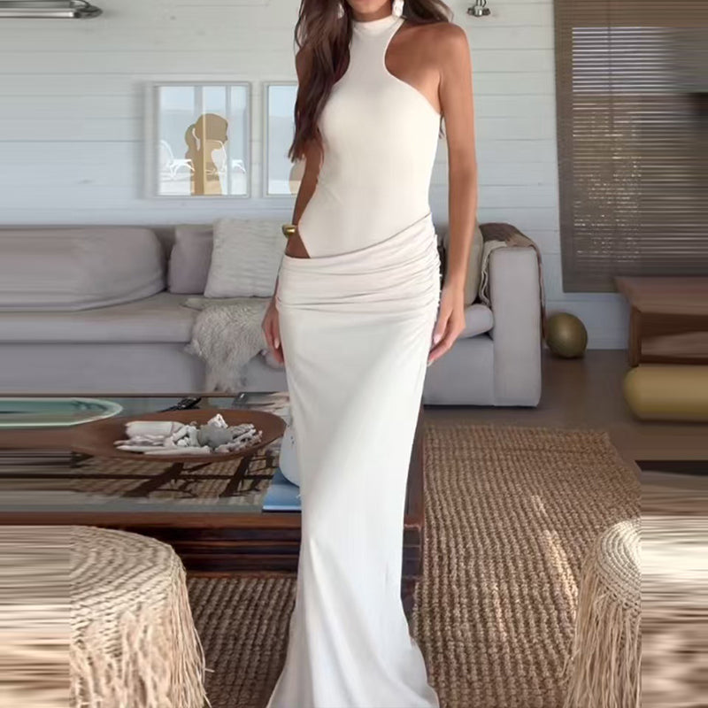 Maxi Dress with Fitted Bodysuit and Satin Skirt - Maris