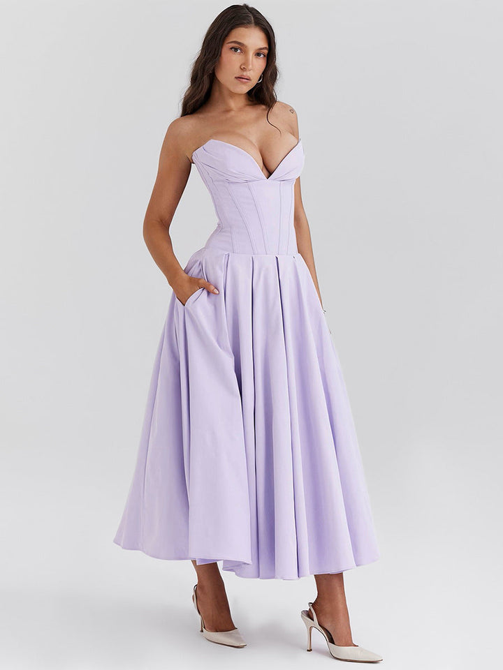 Strapless Midi Dress with Pockets - Fanny