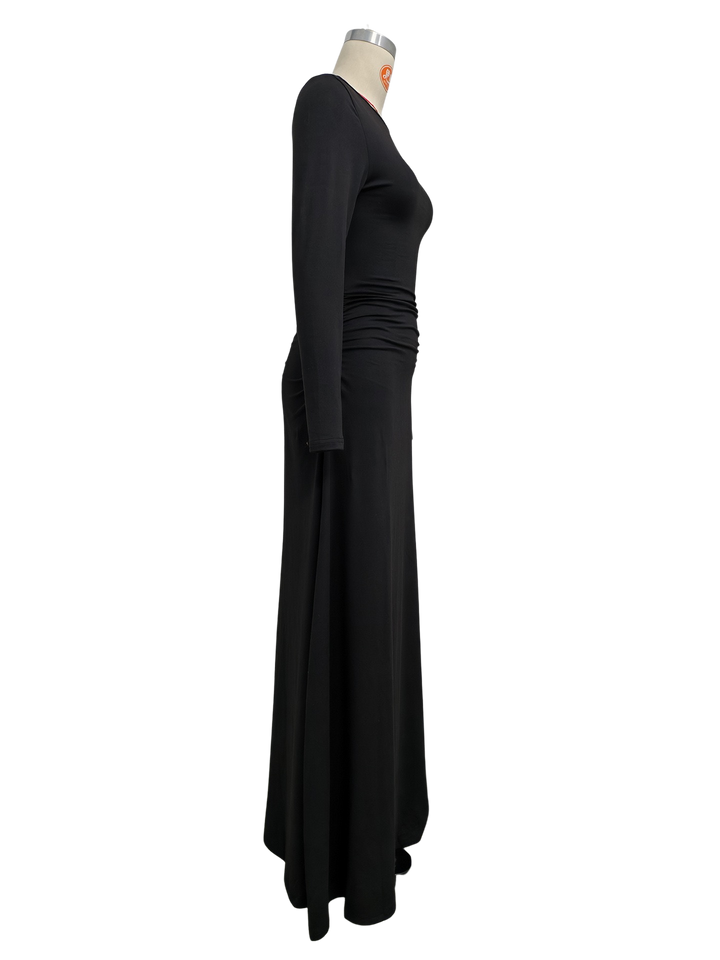 Maxi Dress with Pockets in A-Line Cut - LIVNAT