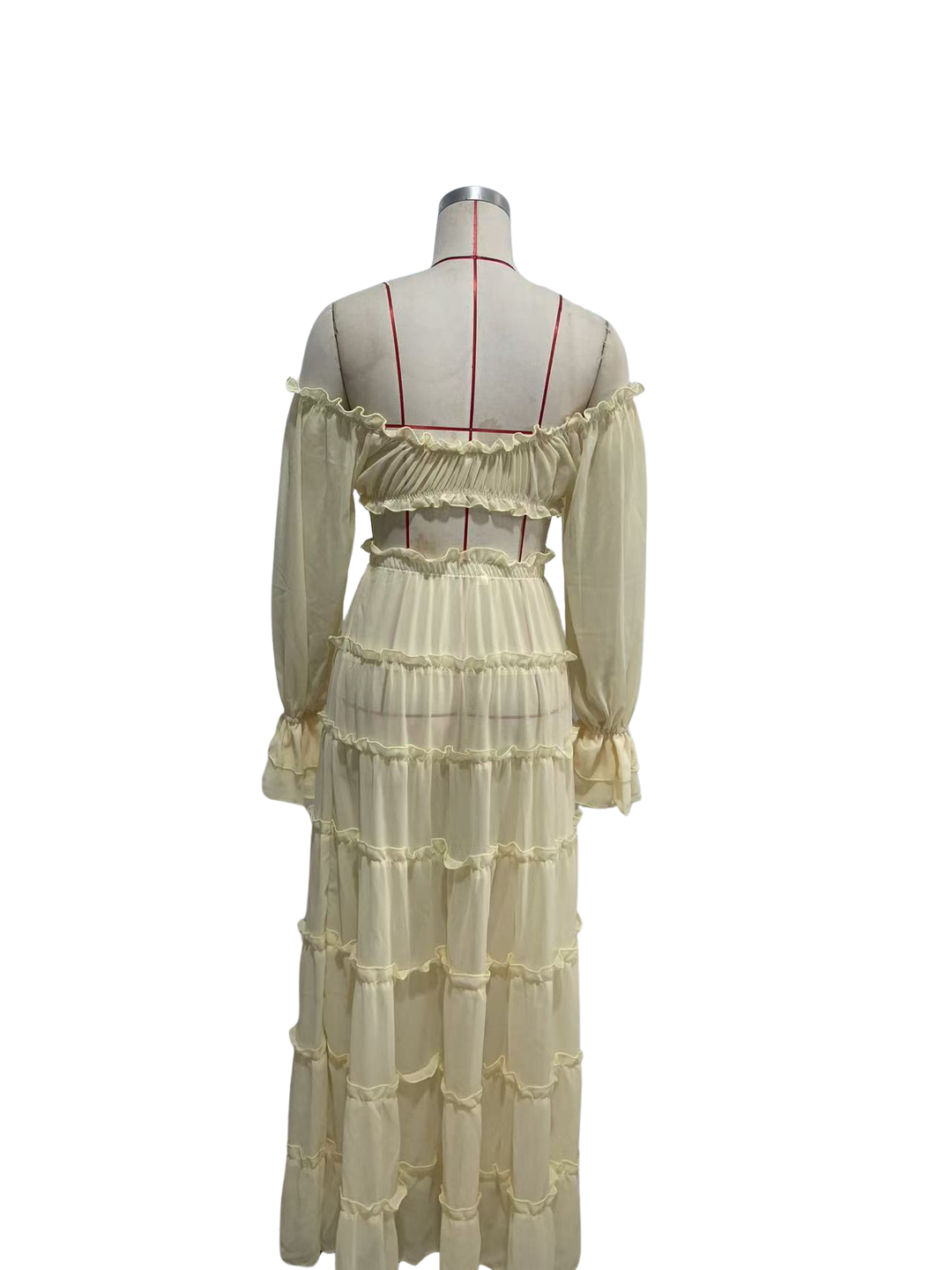 Yanga chiffon two-piece set with a maxi skirt and top