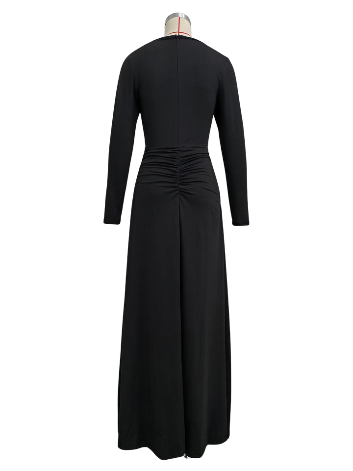 Maxi Dress with Pockets in A-Line Cut - LIVNAT