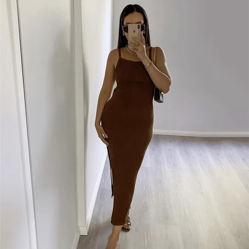 Maxi Dress with Deep Slit - Annie