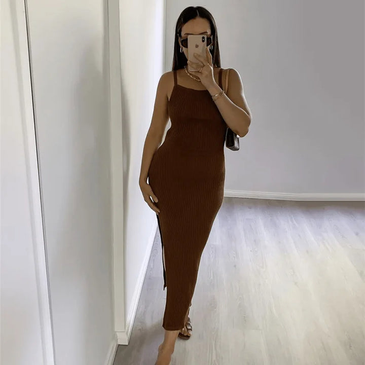 Maxi Dress with Deep Slit - Annie