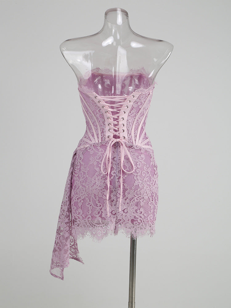 Strapless Lace Mini Dress - Orina