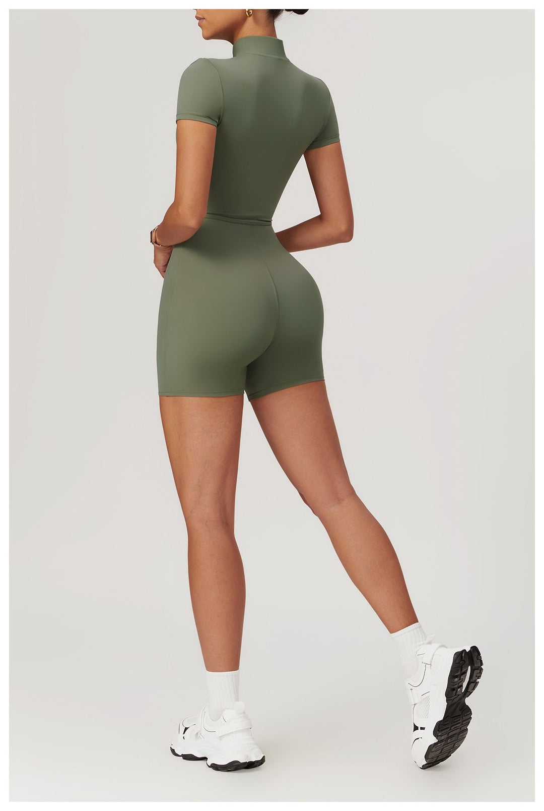 Short/long sporty fitted jumpsuit with shaping fabric and zipper closure - Andi