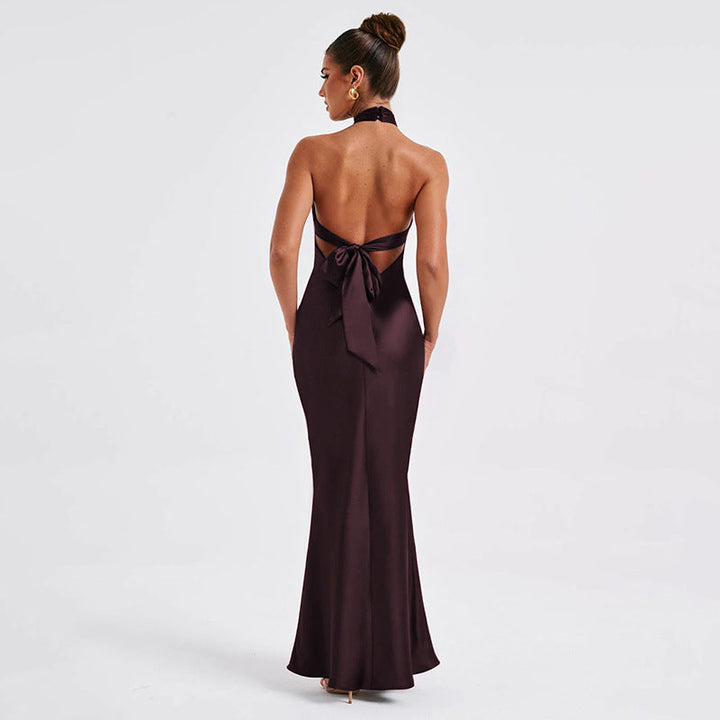 Elegant Maxi Dress with Cross Design and Open Back - Rachel