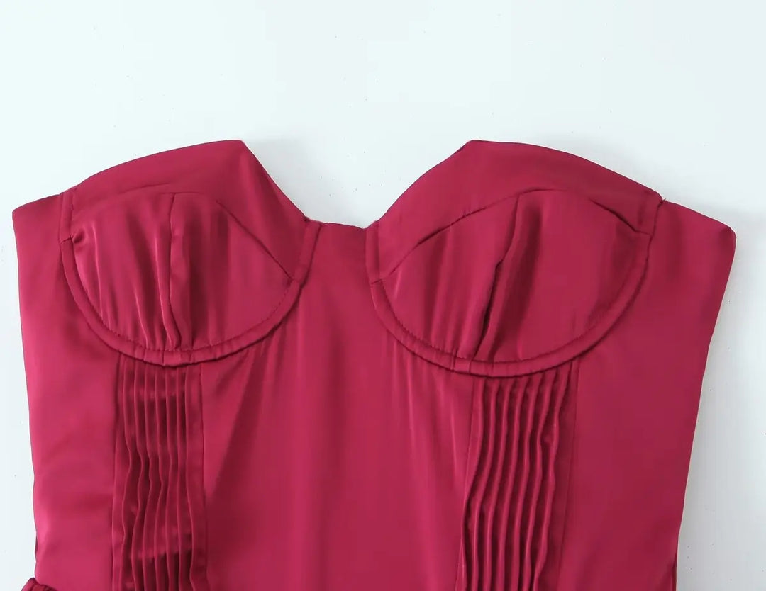 Strapless Midi Dress with A-Line and Elegant Design - Simone