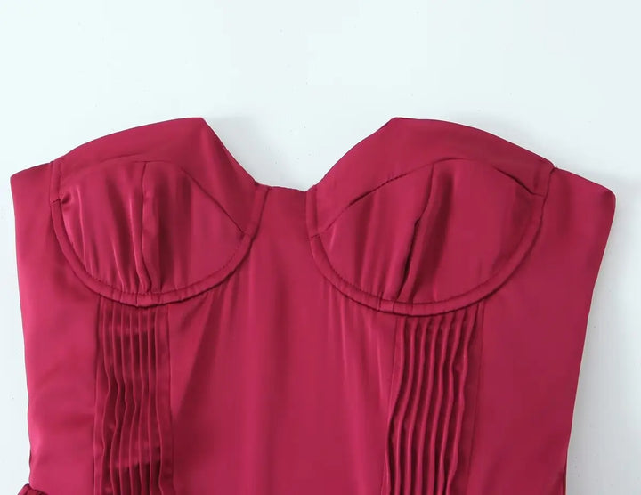 Strapless Midi Dress with A-Line and Elegant Design - Simone