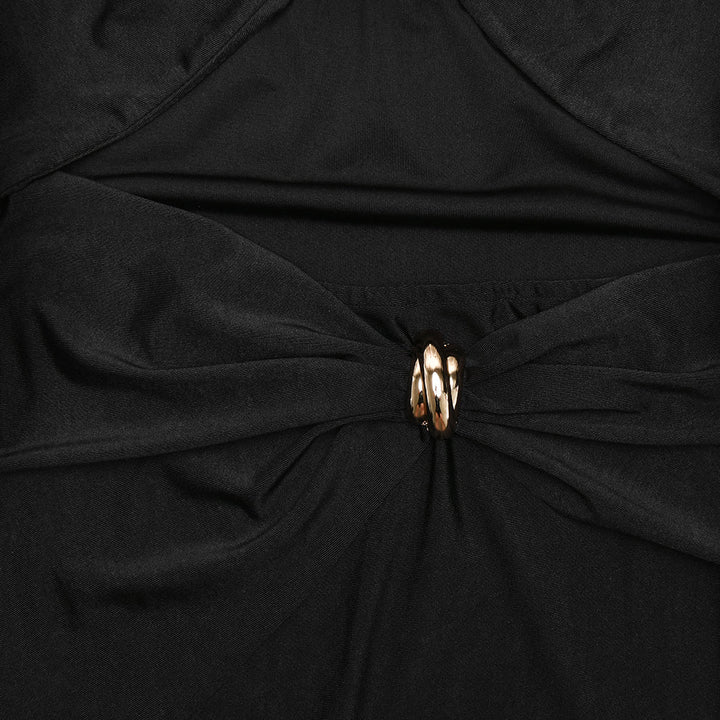 Fitted midi dress with chain and buckle cutout detail - John