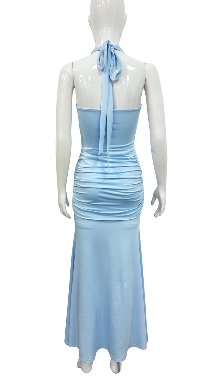Maxi Dress with Tie at Open Back and Tie Design - Lillian