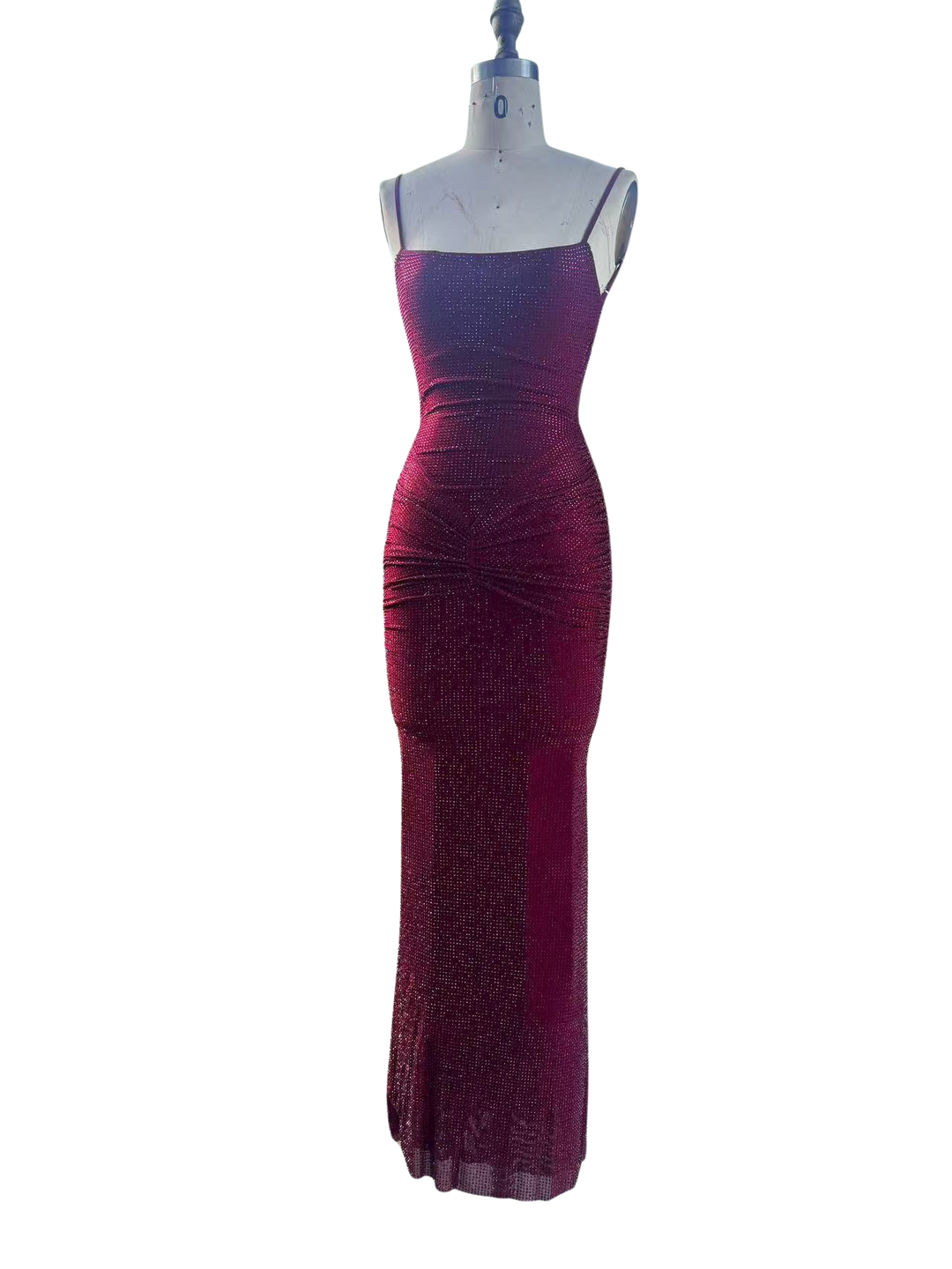 Fitted maxi dress with sparkling sequins and ruching - DIAN