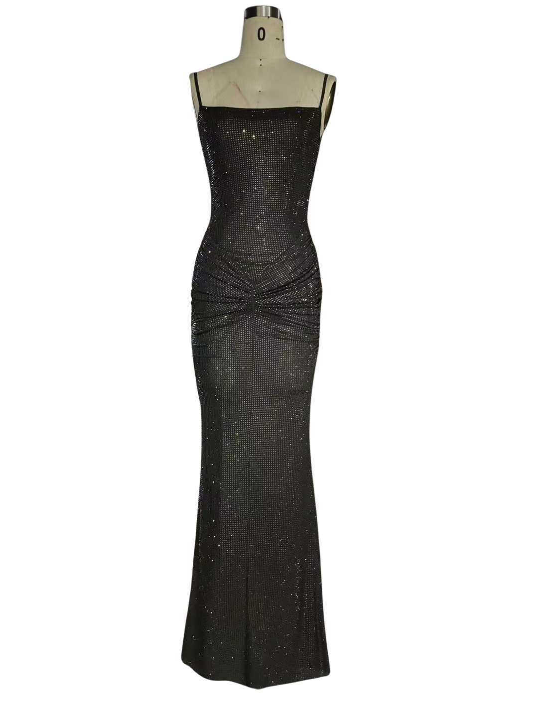 Fitted maxi dress with sparkling sequins and ruching - DIAN