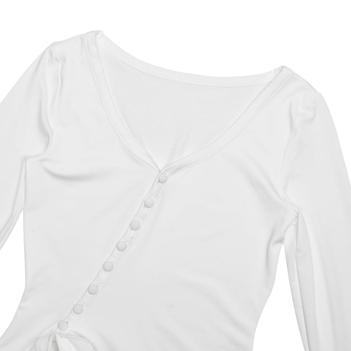 Mini dress with tiered ruffles decorated with buttons - Barbara