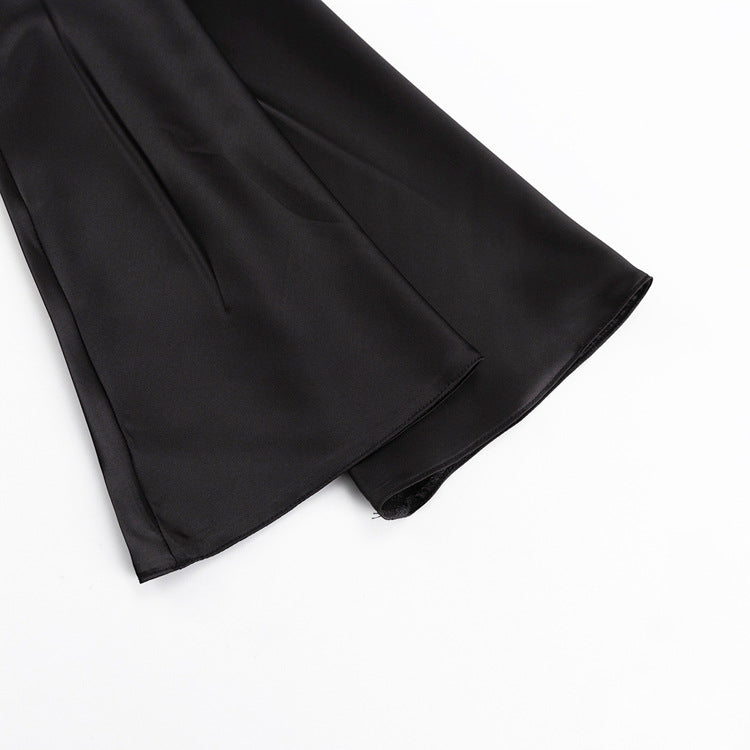 Satin maxi dress with back tie for waist fitting - Odel
