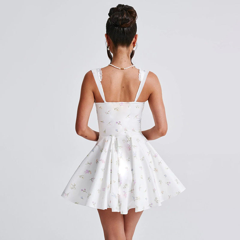 A-line mini dress with button decoration and chest tie - Marom
