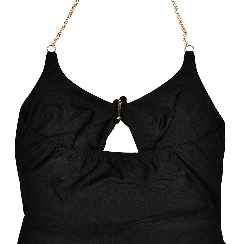 Fitted midi dress with chain and buckle cutout detail - John
