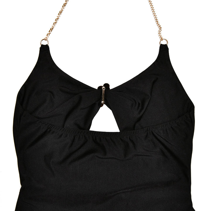 Fitted midi dress with chain and buckle cutout detail - John