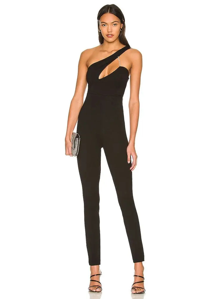 Elegant Fitted Jumpsuit with Sequin Stripe Detail - Tory