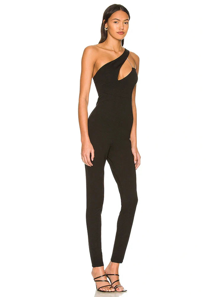 Elegant Fitted Jumpsuit with Sequin Stripe Detail - Tory
