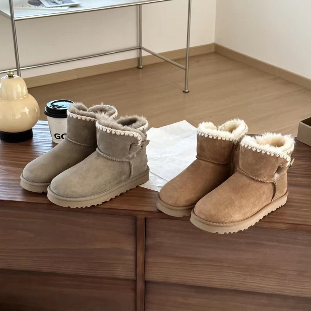 High-Quality Furry Boots with Buckle Closure