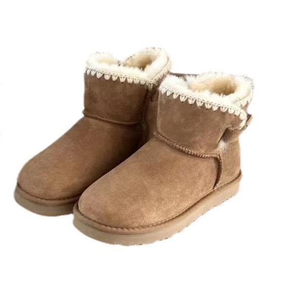 High-Quality Furry Boots with Buckle Closure