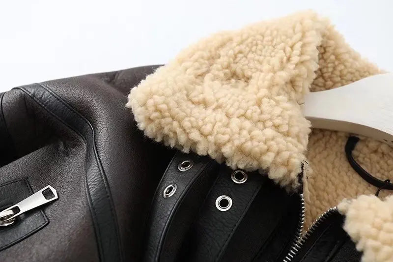 Short leather coat with inner fur - Johnny