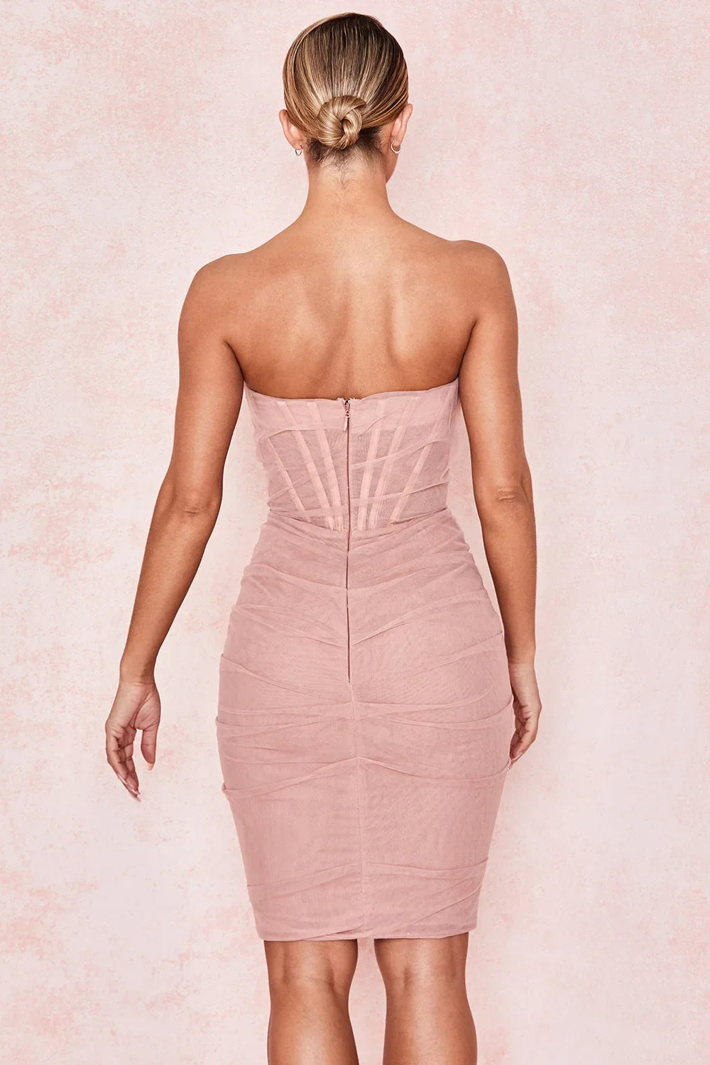 Strapless Midi Dress with Chiffon Corset - Tula