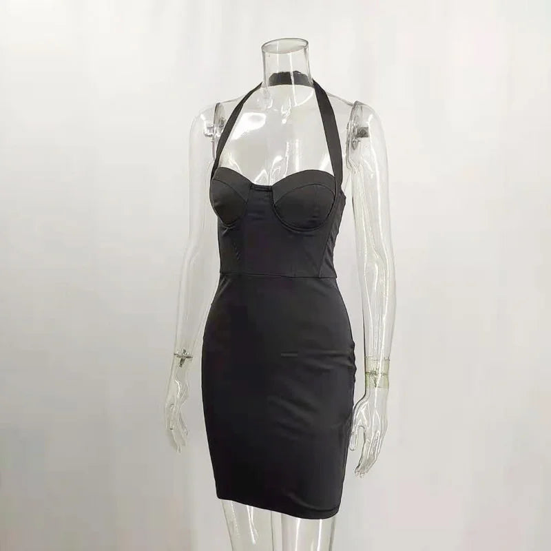 Fitted satin mini dress with corset design - Aylin