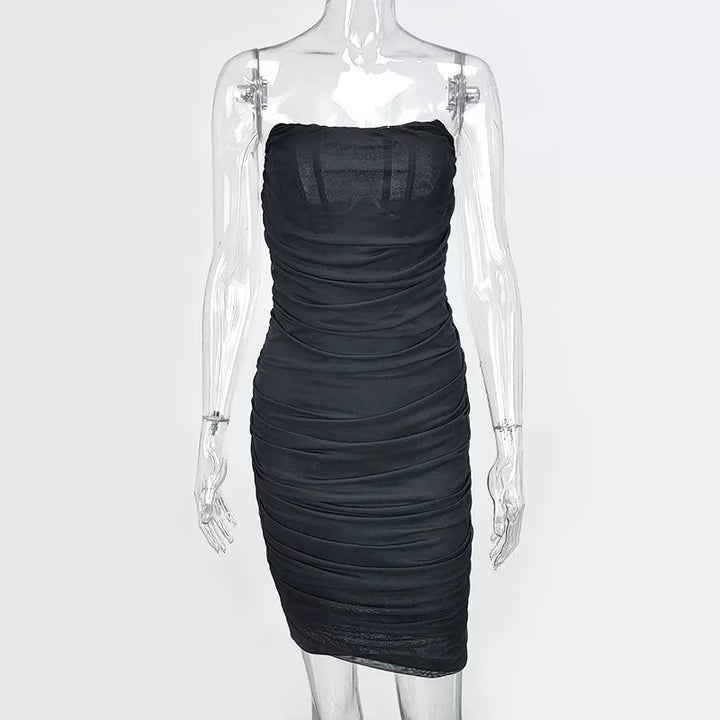 Strapless Midi Dress with Chiffon Corset - Tula