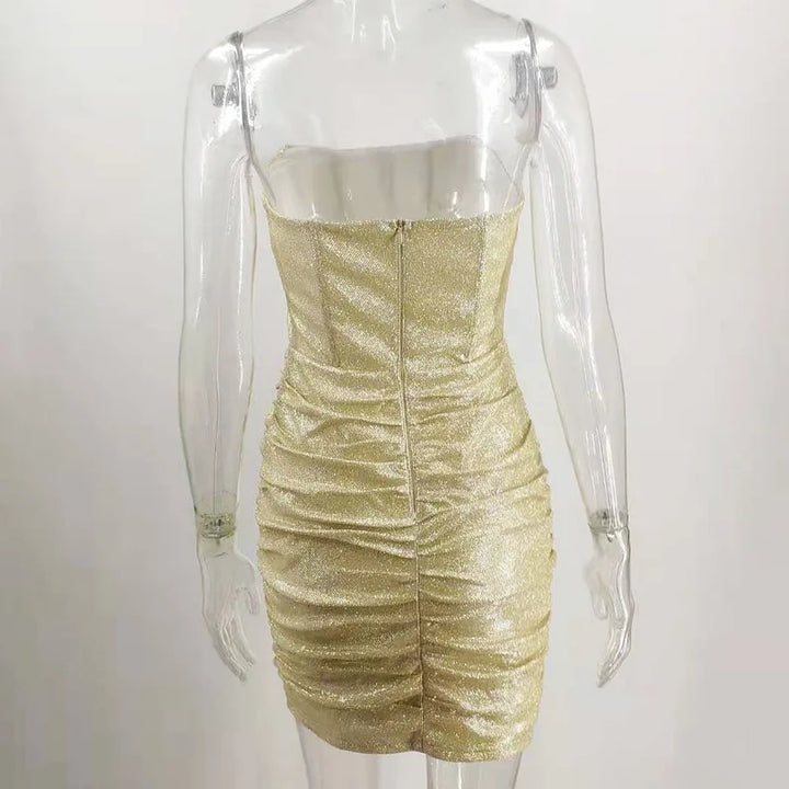 Strapless Mini Dress with Glitter Corset Design - Sienna