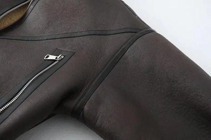 Short leather coat with inner fur - Johnny