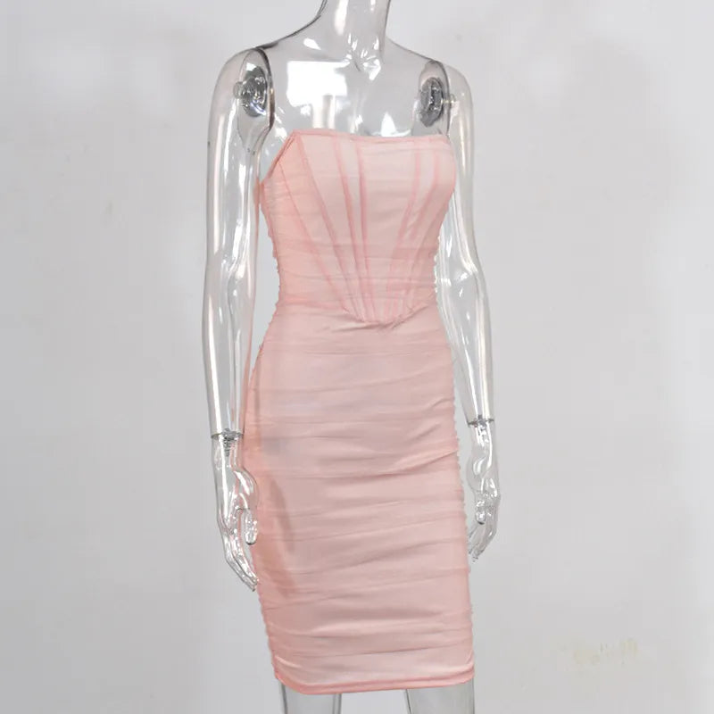 Strapless Midi Dress with Chiffon Corset - Tula