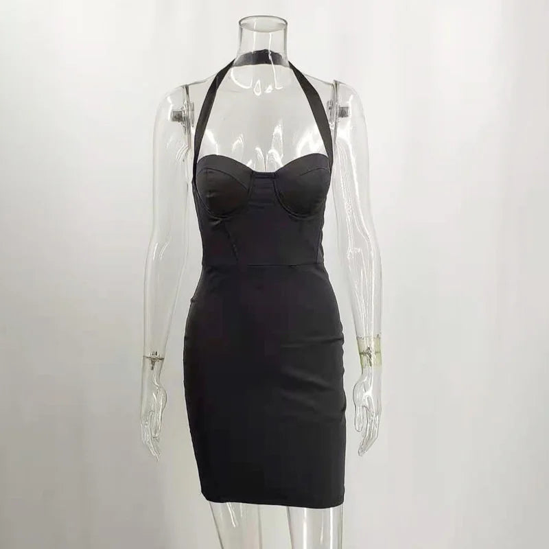 Fitted satin mini dress with corset design - Aylin