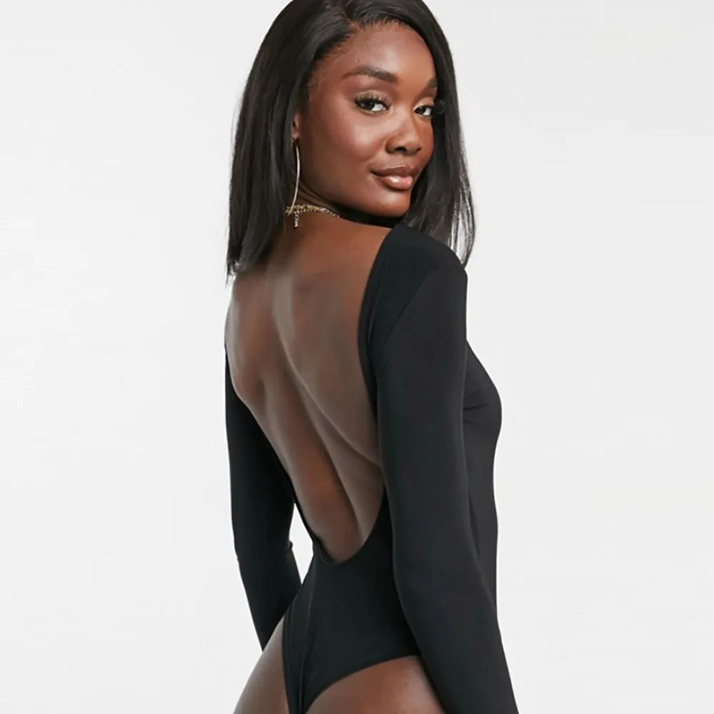 Fitted Bodysuit with Open Back - Naomi