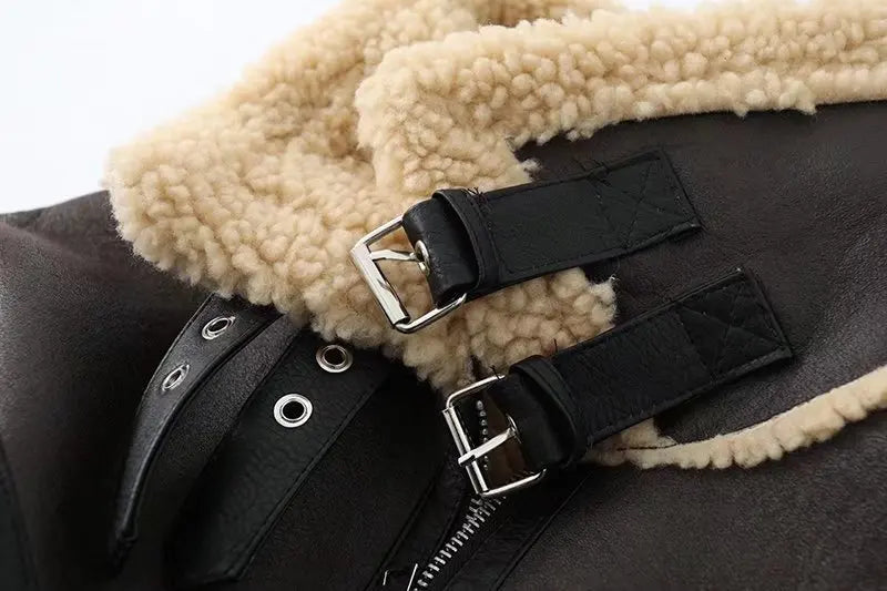 Short leather coat with inner fur - Johnny