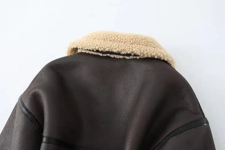 Short leather coat with inner fur - Johnny