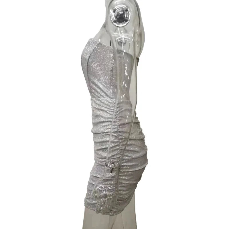 Strapless Mini Dress with Glitter Corset Design - Sienna