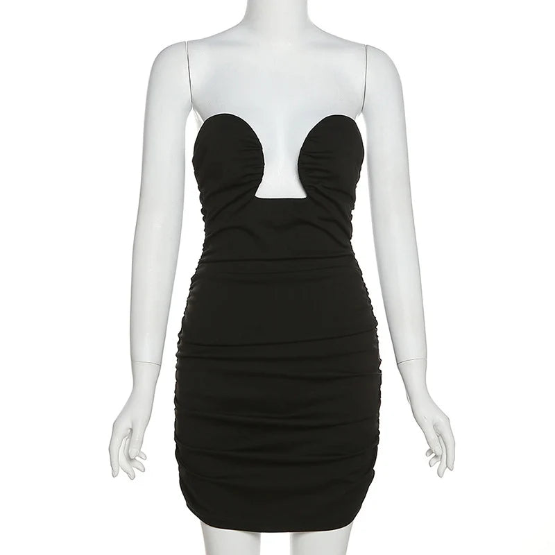 Fitted Mini Dress with Ruching and Special Design - Nala