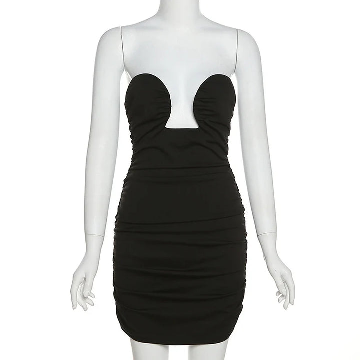 Fitted Mini Dress with Ruching and Special Design - Nala