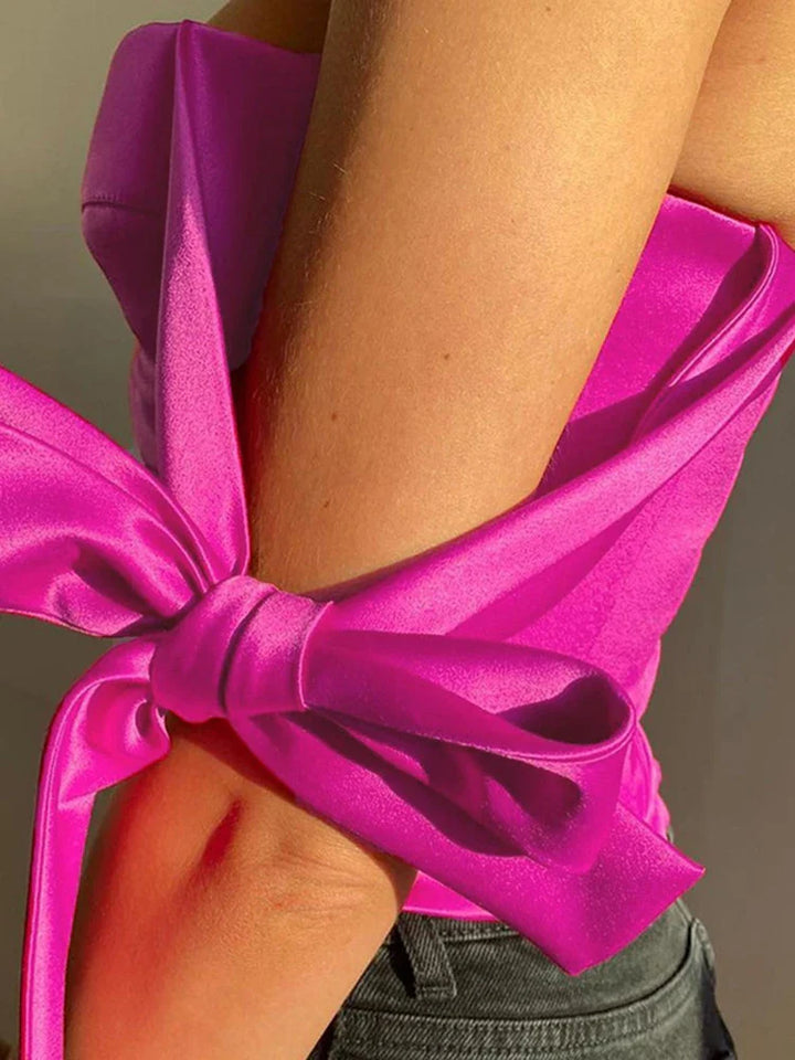 Satin Shirt with Tie Sleeve Bow - Billy