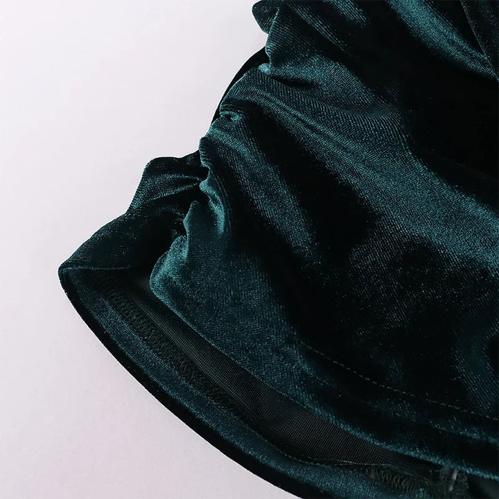 Velvet Mini Dress with Corset Design and Ruching - Sheina