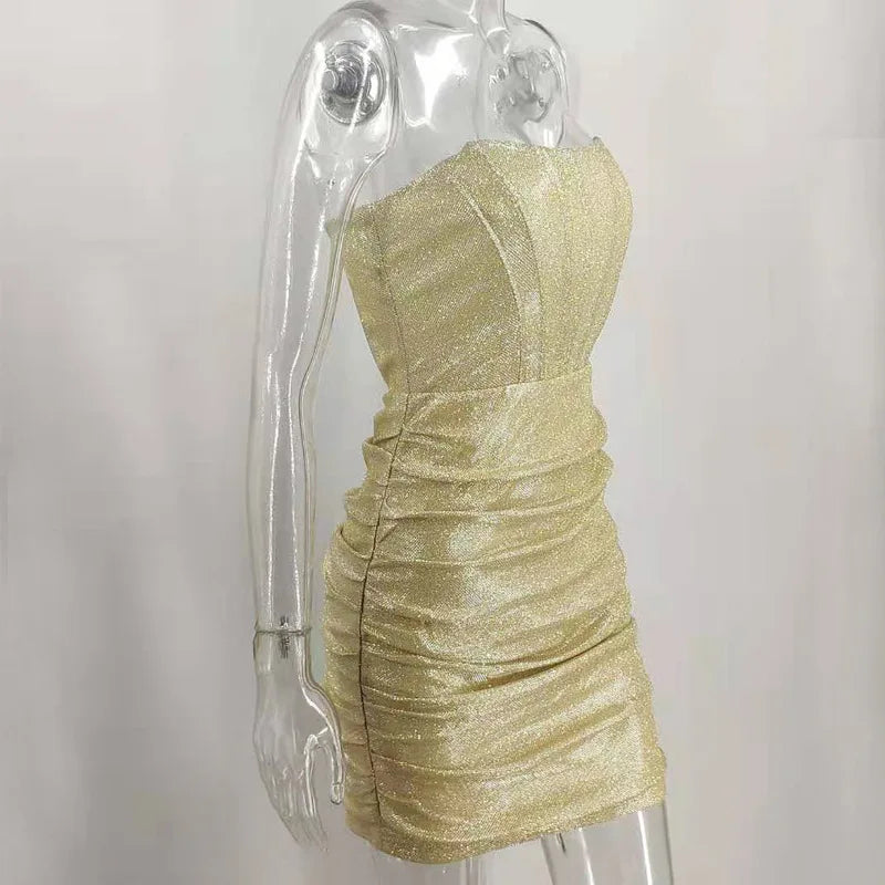 Strapless Mini Dress with Glitter Corset Design - Sienna