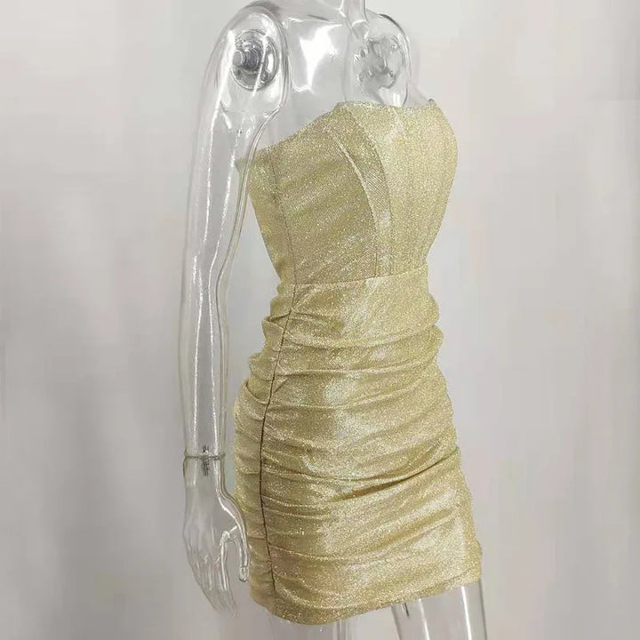 Strapless Mini Dress with Glitter Corset Design - Sienna