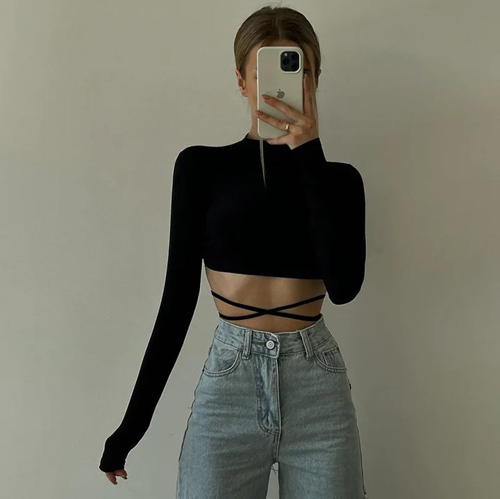 Crop Top with Tie Decoration - Agnes