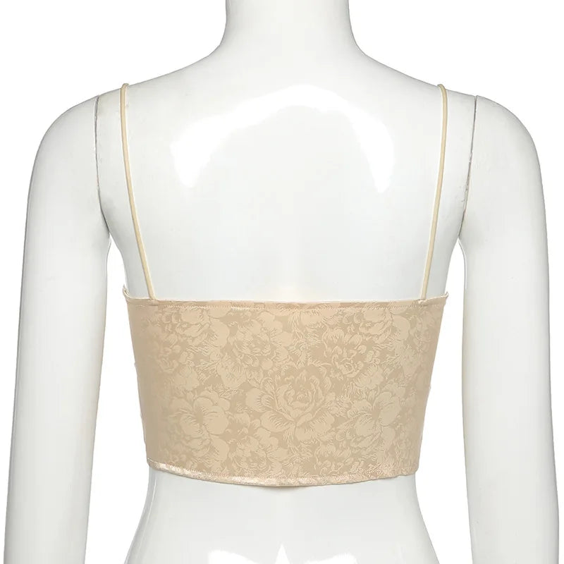 Tie-Back Top with Floral Print Decoration - Heleni