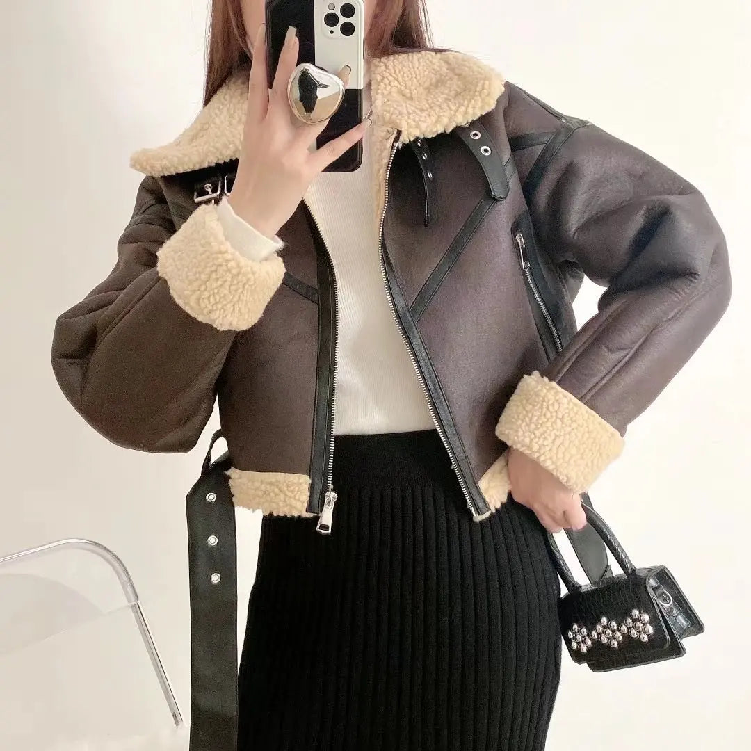 Short leather coat with inner fur - Johnny
