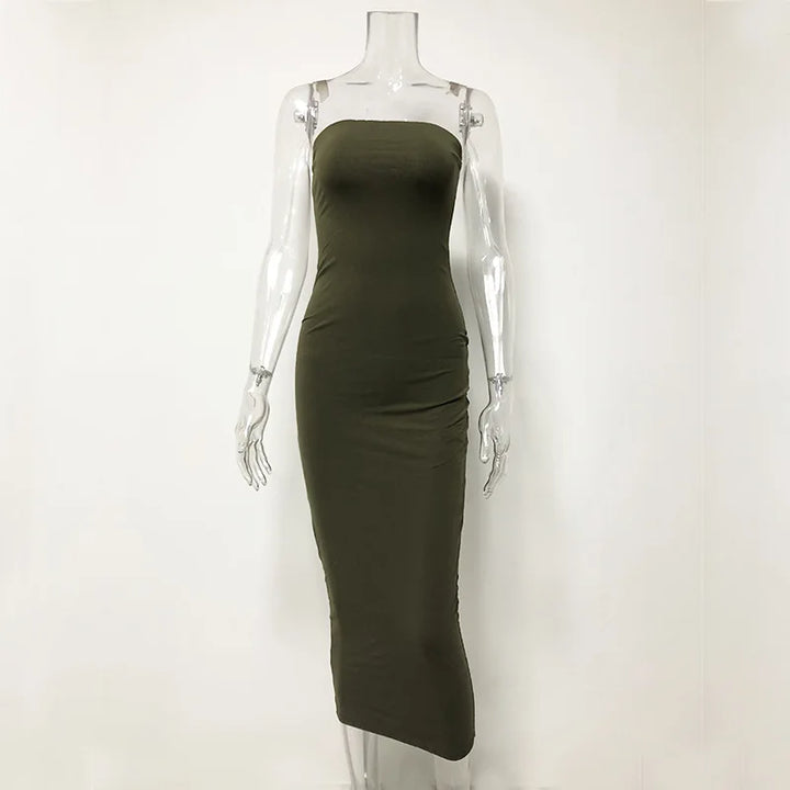 Fitted Strapless Midi Dress in Shaping Fabric - Or Li