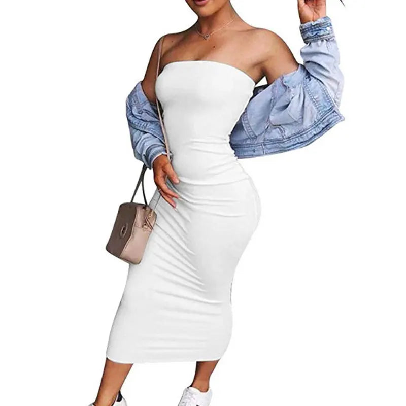 Fitted Strapless Midi Dress in Shaping Fabric - Or Li