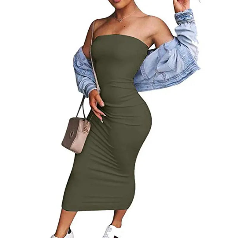 Fitted Strapless Midi Dress in Shaping Fabric - Or Li