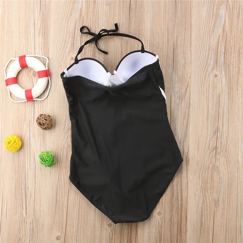 בגד ים שלם סטרפלס בסגנון מונוכרום - אליטה